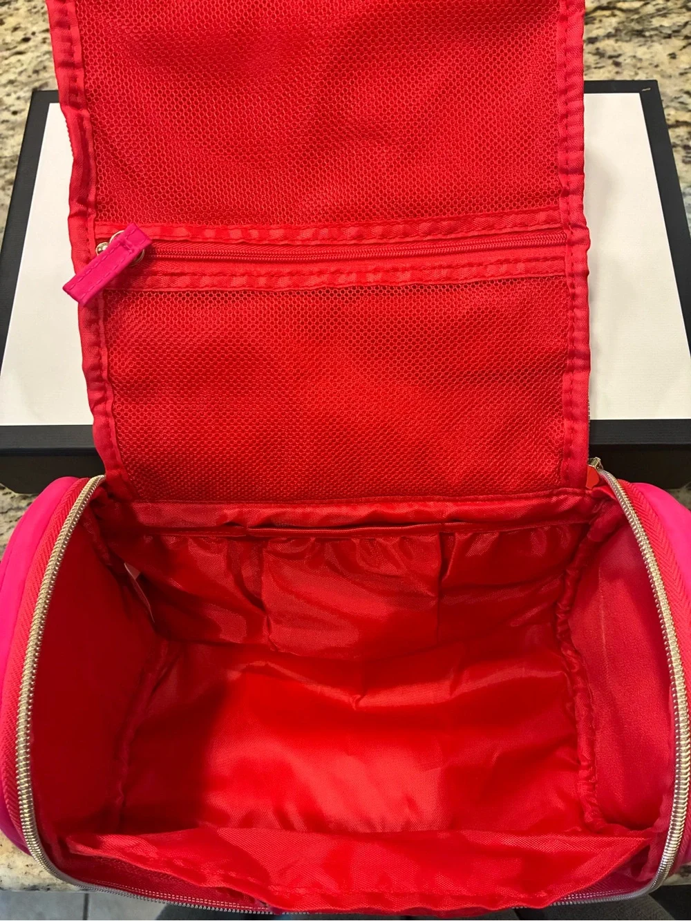 Vibrant Pink Travel Cosmetic Case with Top Handle